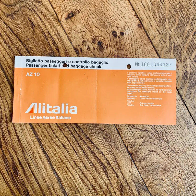 Alitalia Biglietto Passeggero Controllo Bagaglio - Italia 1975 - Biglietti