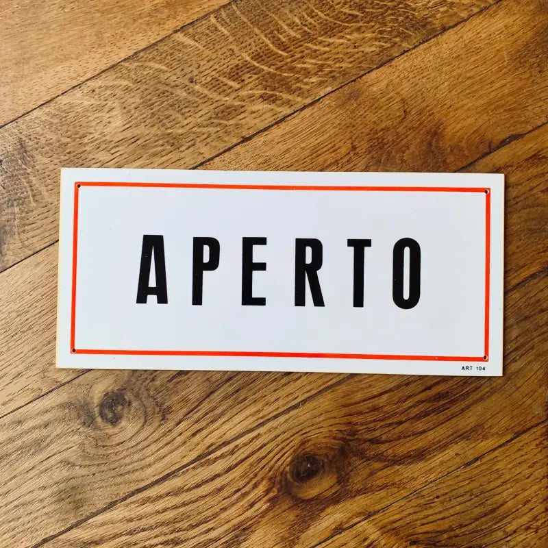 Aperto Targa vintage in plastica - Italia 1980 - Targhe e Insegne