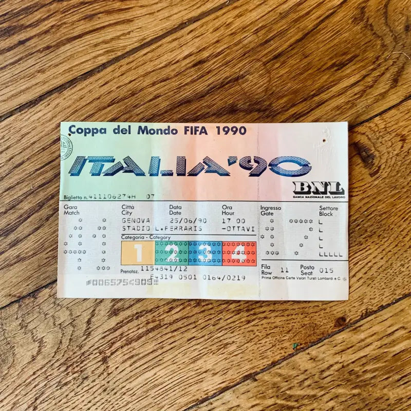 Billet coupe du monde 1990-Italie. Demi -finale - Italie Billet coupe du monde 1990-Italie. Demi -finale - Italie