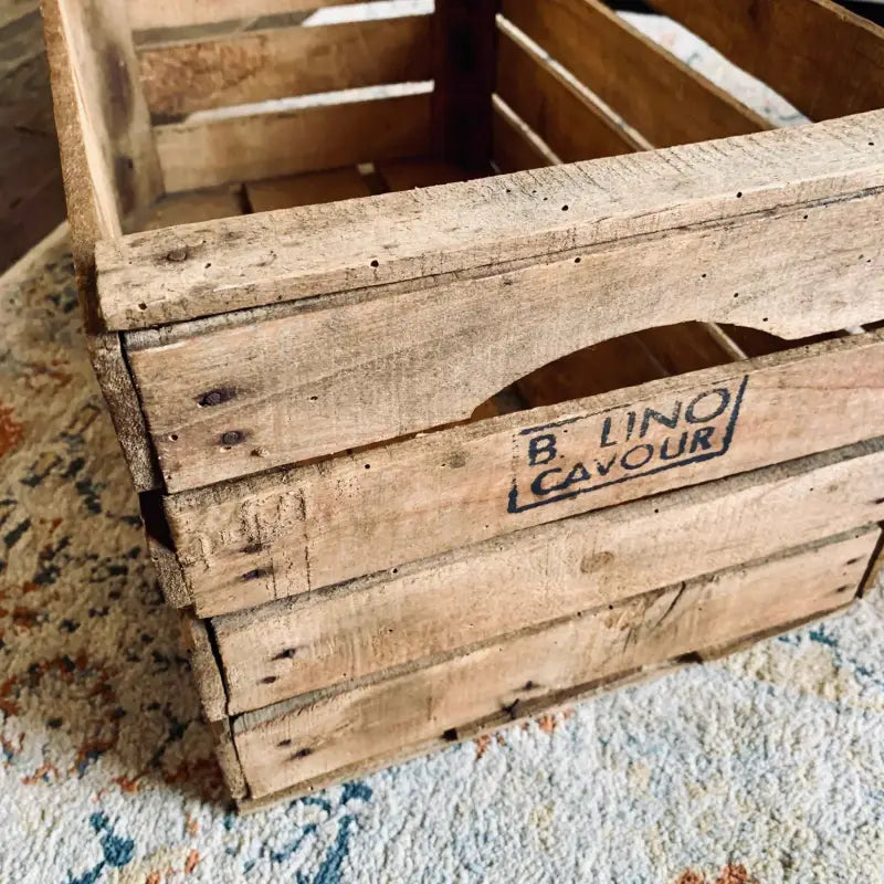Cassetta in legno vintage ’B. Lino Cavour’ - Italia 1970 - Scatole vintage