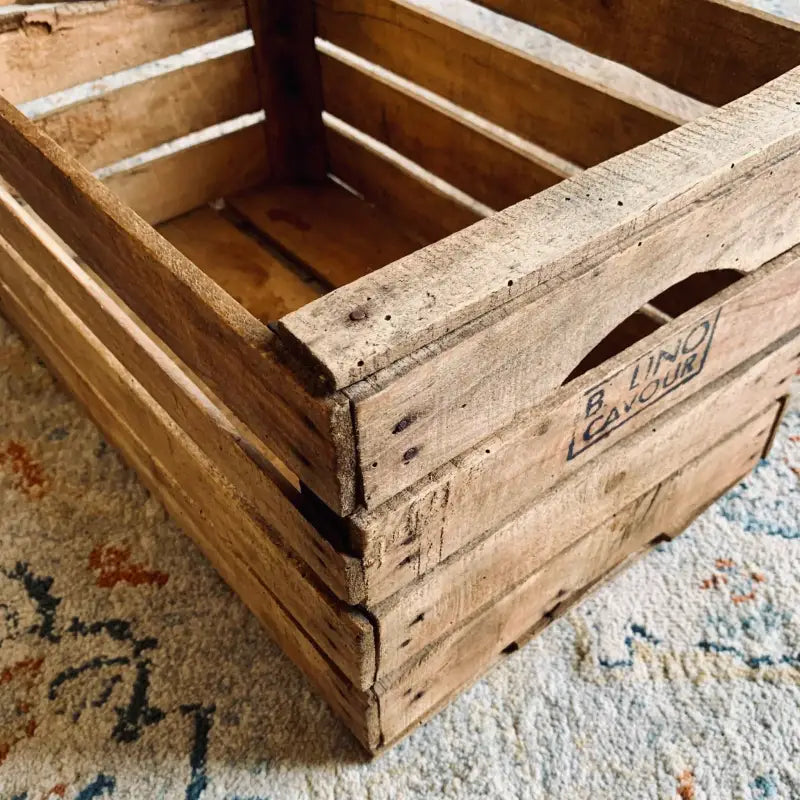 Cassetta in legno vintage ’B. Lino Cavour’ - Italia 1970 - Scatole vintage