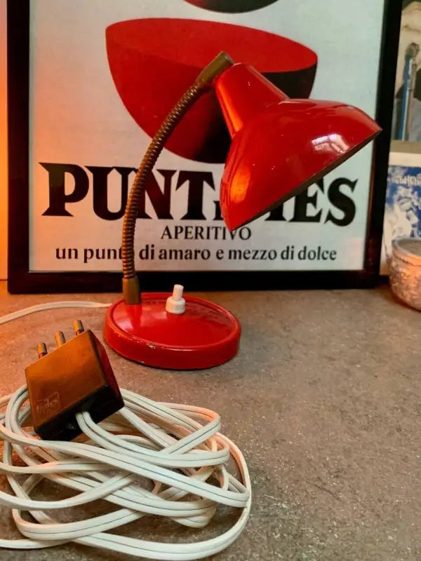 Lampada da tavolo Vintage Rossa Modernariato Italia 1960 - Lampade da tavolo