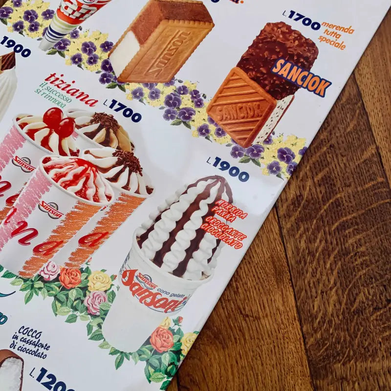 Listino prezzi Gelati Insegna Vintage ’Sanson’ - Italia 1997 - Tabelle gelati