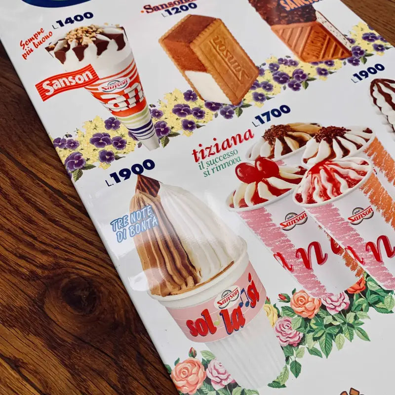 Listino prezzi Gelati Insegna Vintage ’Sanson’ - Italia 1997 - Tabelle gelati