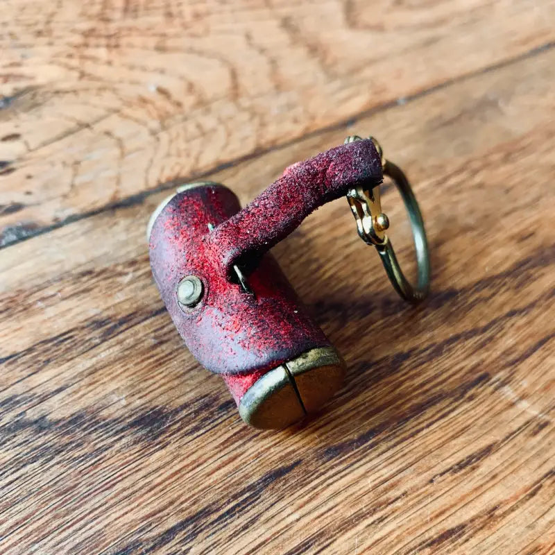 Portachiavi Porta Bocchino a Cilindro in Ottone e Pelle - Italia 1980 - Portachiavi