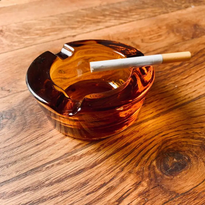 Posacenere vintage in vetro ambrato - Italia anni’80 - Posacenere