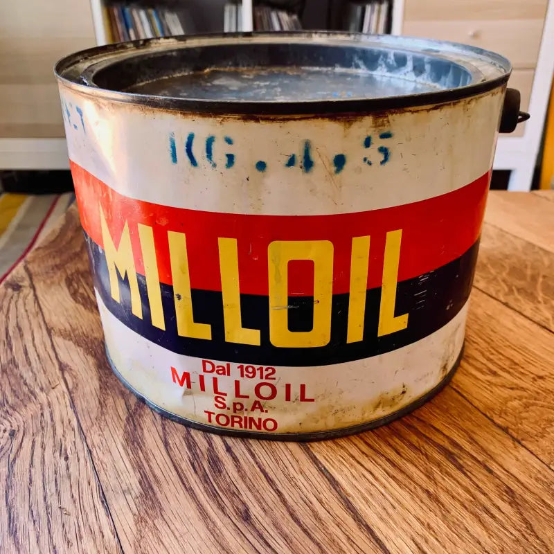 Scatola vintage industriale grasso ’Milloil - Torino’ - Italia 1970 - Contenitori