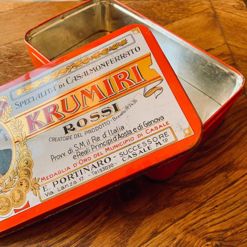 Scatola vintage pubblicitaria in metallo Krumiri Rossi - Italia anni’70 - Scatola