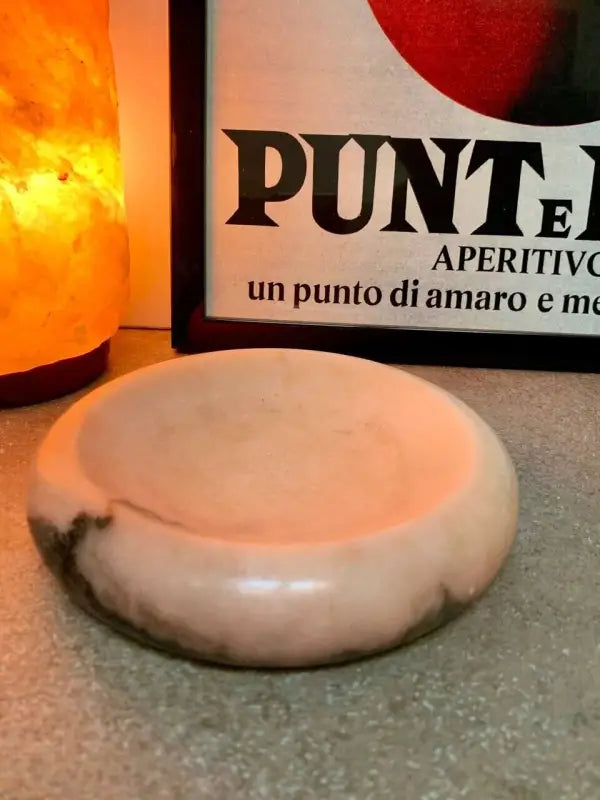 Svuotatasche Portacenere in Marmo Rosa Rotondo Vintage 1970 - Svuotatasche