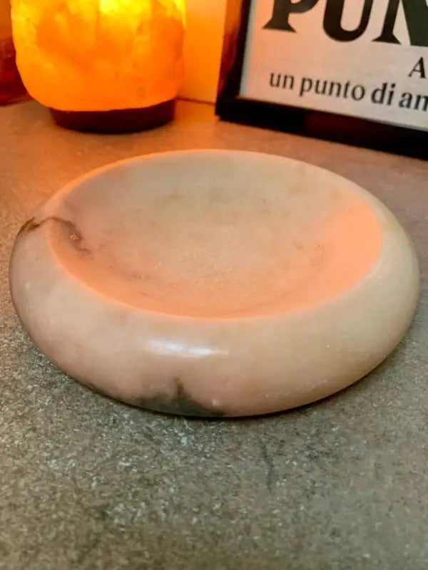 Svuotatasche Portacenere in Marmo Rosa Rotondo Vintage 1970 - Svuotatasche