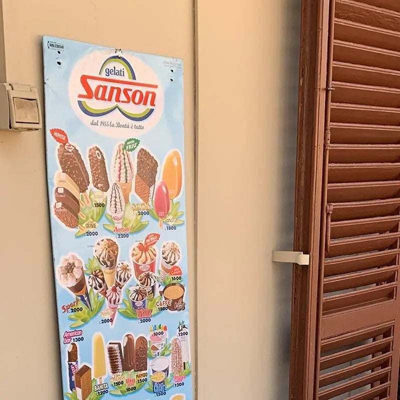 Tabella Vintage ’Gelati Sanson’ Ultima Prezzi in Lire - Italia 2000 - Tabelle gelati