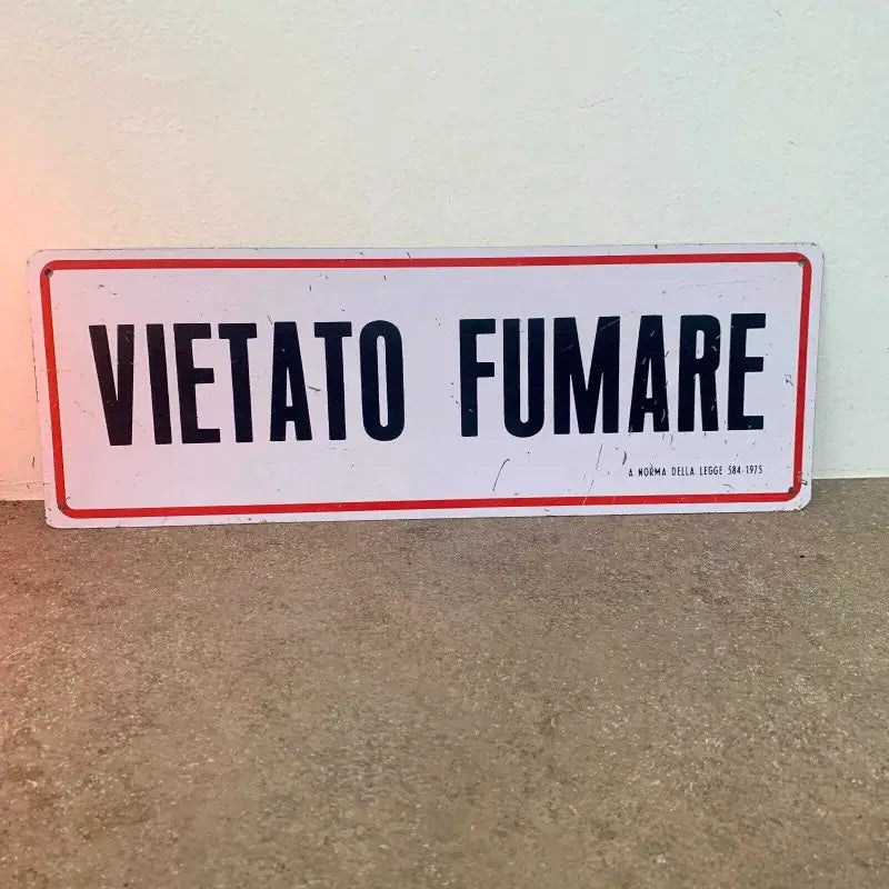Targa Vintage Vietato Fumare - Modernariato Italia 1980 - Targhe e Insegne