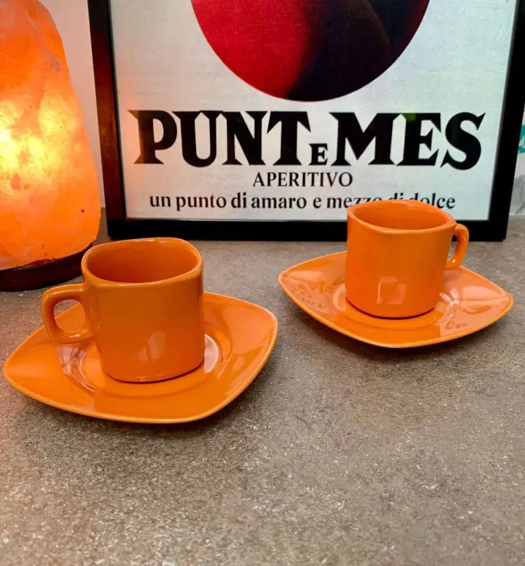 Tazzine Vintage Arancioni Anni ’70 - Modernariato Italia - Tazzine
