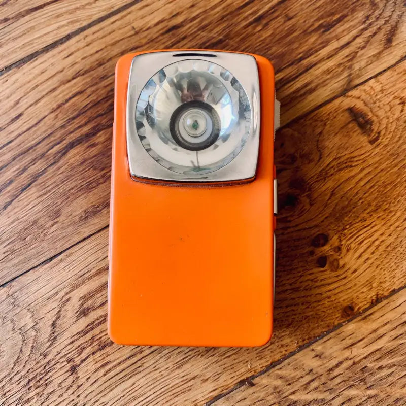 Torcia retrò vintage in metallo arancione - Italia 1970 - Torce vintage