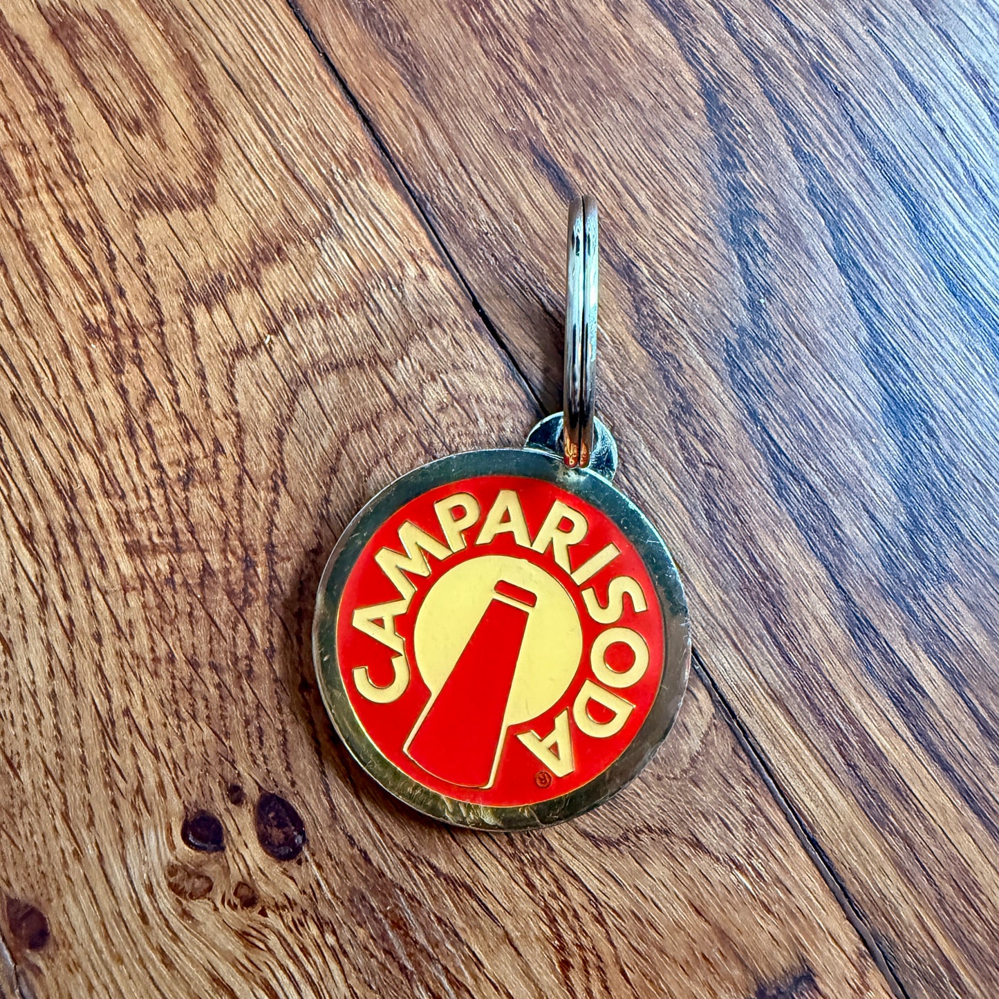 Portachiavi vintage "Campari Soda" in metallo pesante - Italia 1990