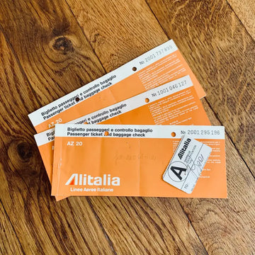 Alitalia Biglietto Passeggero Controllo Bagaglio - Italia 1975 - Biglietti