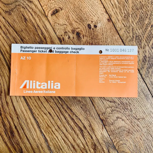 Alitalia Biglietto Passeggero Controllo Bagaglio - Italia 1975 - Biglietti