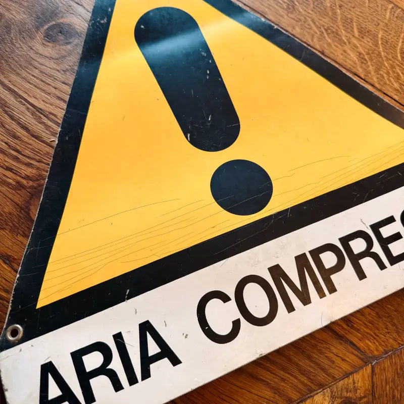 Attenzione Aria Compressa Cartello Vintage Enel - Italia 1985 - Targhe e Insegne