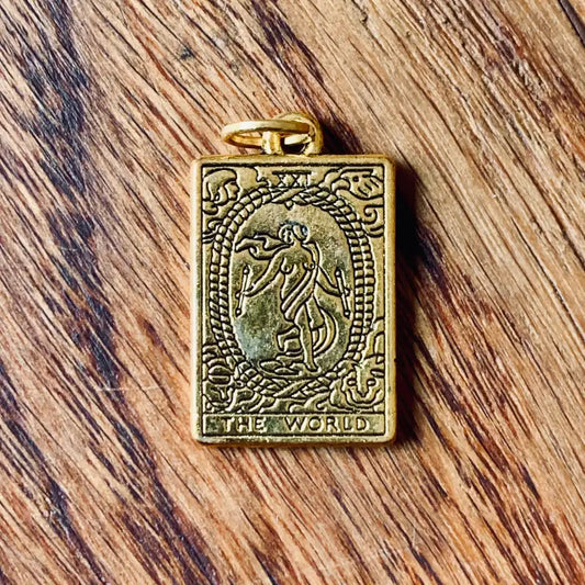 Il Mondo tarocchi ciondolo vintage in metallo placcato oro - Spagna 2000 - Ciondoli