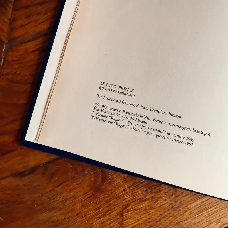 Il Piccolo Principe Libro Bompiani Antoine de Saint-Exupery - Italia 1987 - Libri
