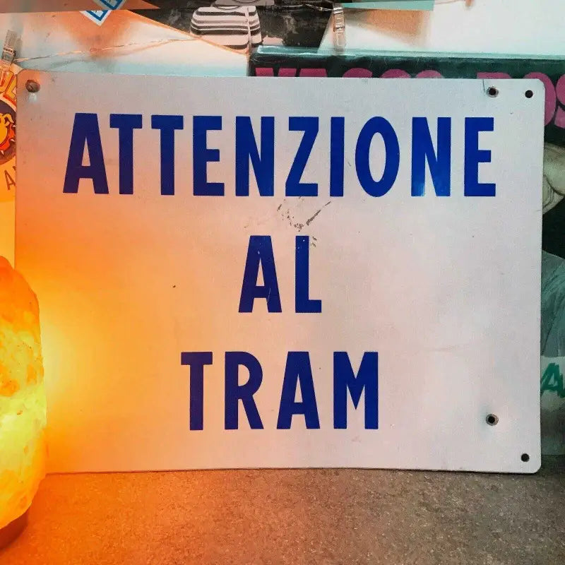 Insegna Cartello Stradale ’Attenzione Al Tram’ Vintage - Italia anni ’80 - Cartelli stradali