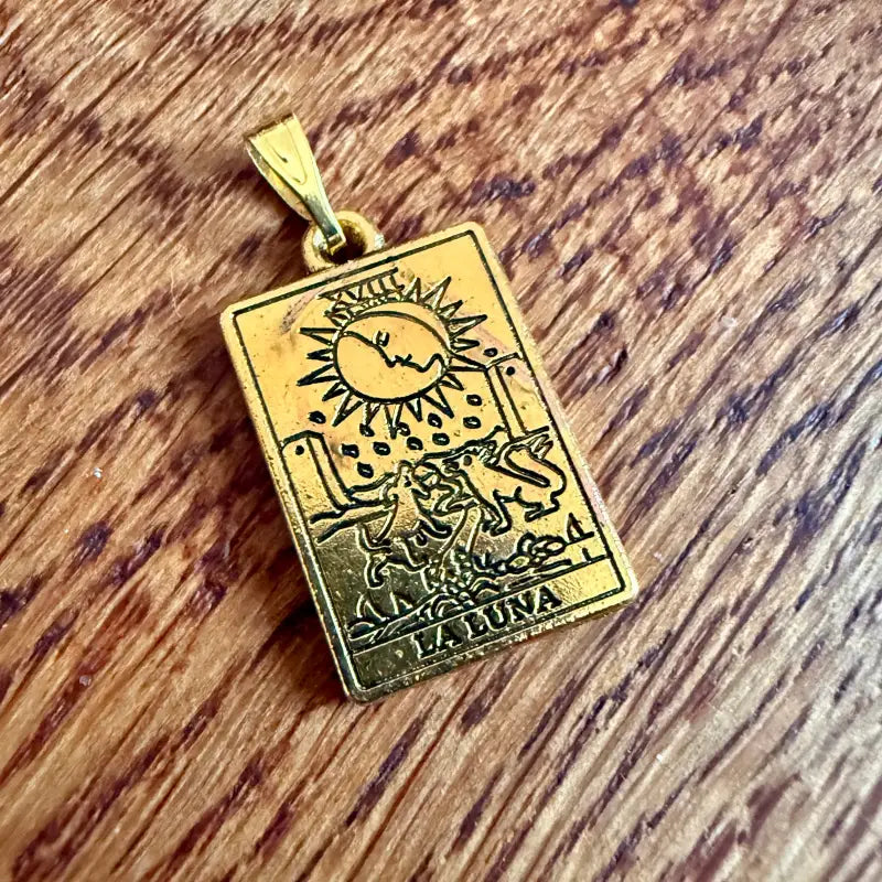La Luna tarocchi ciondolo vintage in metallo placcato oro - Spagna 2000 - Ciondoli