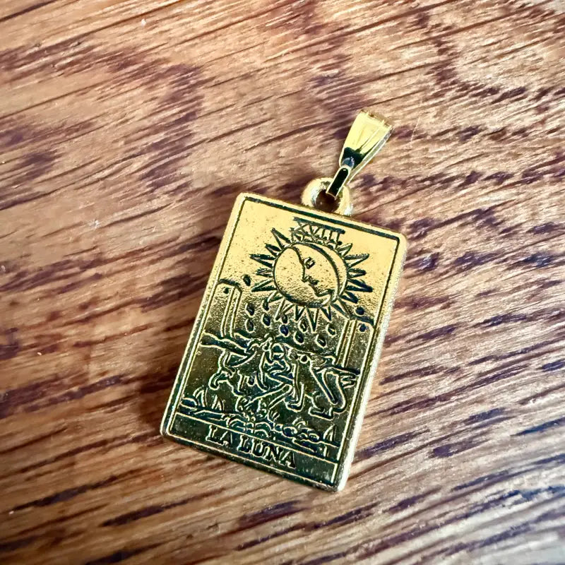 La Luna tarocchi ciondolo vintage in metallo placcato oro - Spagna 2000 - Ciondoli