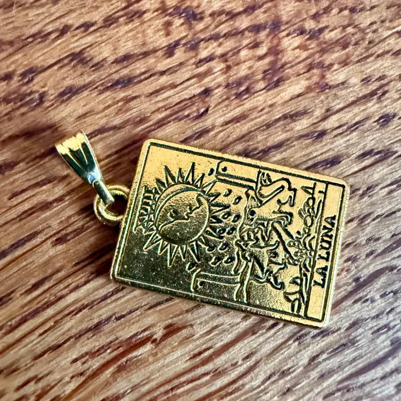 La Luna tarocchi ciondolo vintage in metallo placcato oro - Spagna 2000 - Ciondoli