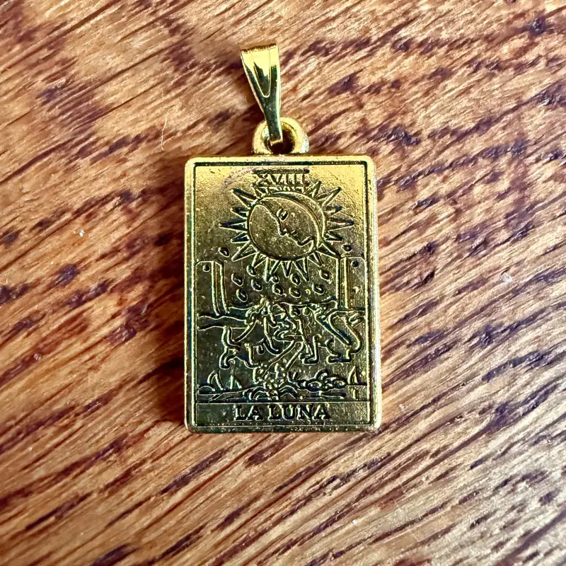La Luna tarocchi ciondolo vintage in metallo placcato oro - Spagna 2000 - Ciondoli