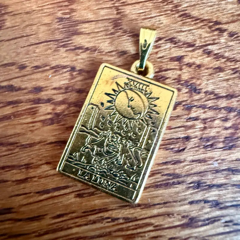 La Luna tarocchi ciondolo vintage in metallo placcato oro - Spagna 2000 - Ciondoli