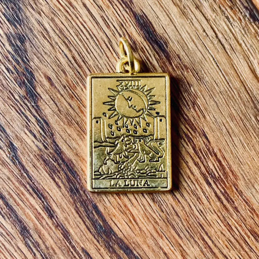 La Luna tarocchi ciondolo vintage in metallo placcato oro - Spagna 2000 - Ciondoli