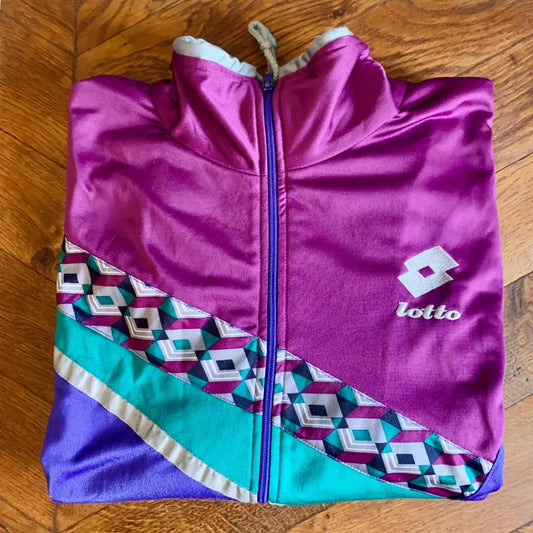 Lotto Giacca da Tuta vintage Viola con cerniera - Italia 1991 - Felpa