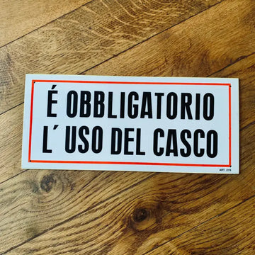 Obbligatorio l’uso del Casco targa vintage - Italia 1980 - Targhe e Insegne