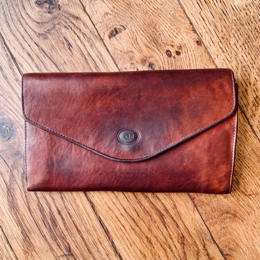Portadocumenti vintage in pelle con tasche ’G.N. Pelletteria’ - Italia 1980 - Portafogli