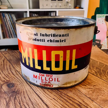Scatola vintage industriale grasso ’Milloil - Torino’ - Italia 1970 - Contenitori