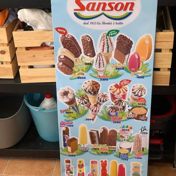 Tabella Vintage ’Gelati Sanson’ Ultima Prezzi in Lire - Italia 2000 - Tabelle gelati