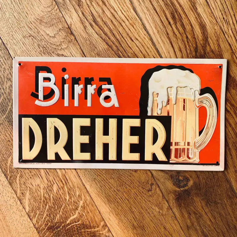 Targa metallo ’Birra Dreher’ Riproduzione - Italia 2000 - Targhe e Insegne