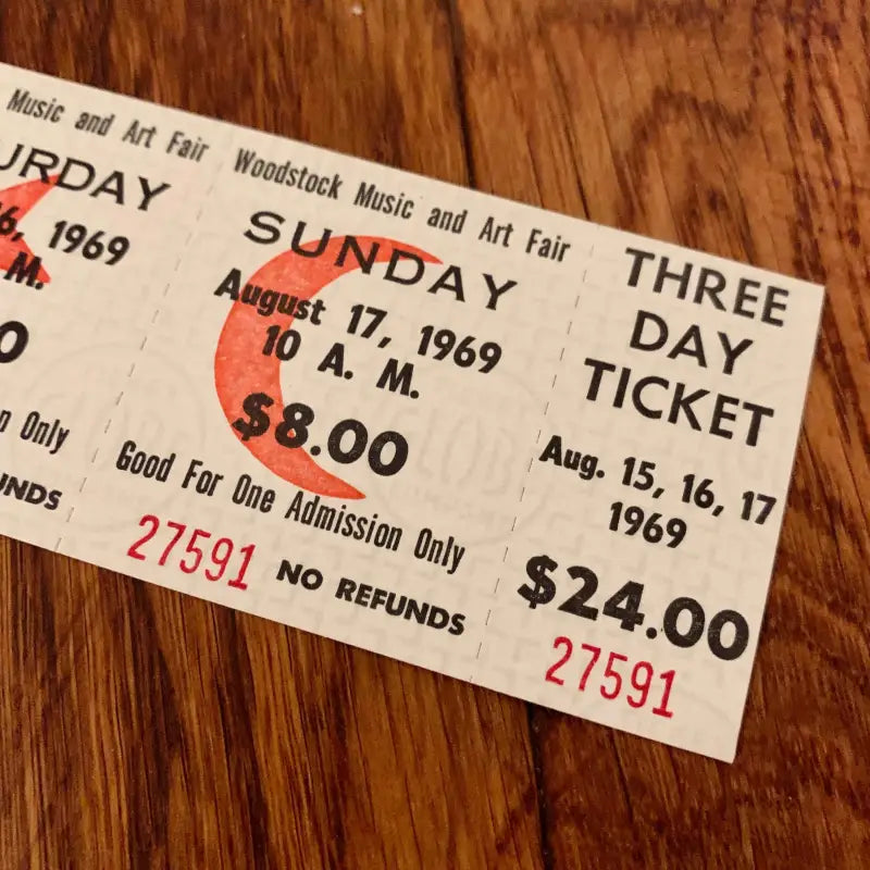 giorni 3 Ingresso Ticket Biglietto - 1969 Woodstock 3日間通し券 未使用チケット 1969年 WOODSTOCK – Vintage Dispensa ミュージシャン